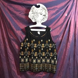 Sleeveless black embroidered top